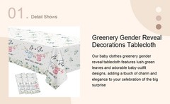 Gender Reveal Decorations Tablecloth, 3 Pack Disposable Greenery Baby Clothes