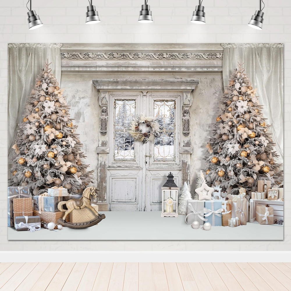 Mocsicka Christmas Winter Manor Photography Backdrop Stylish Christmas Interi…