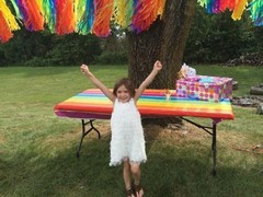 Rainbow Colors Striped Disposable Plastic Table Cover 100-Ft Roll 40″W #606