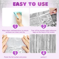 2 Pack Shiny Silver Foil Fringe Curtains | Party Streamers & Photo Booth