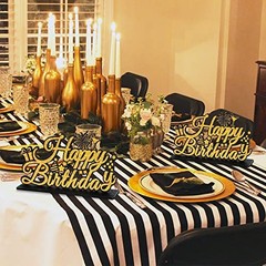 Black and Gold Table Decoration Happy Birthday Sign Centerpieces Black Gold