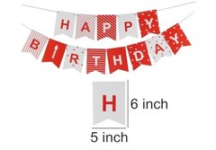 Red White Birthday Banner Happy Birthday Party Decorations