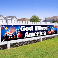 4th of July Decorations God Bless America Banner 118 x 20 Inch Patriotic Bann…