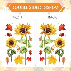 9 Sheets Fall Sunflower Window Clings 7.9 x 11.8 inch, Multicolor