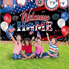 Welcome Home Banner Decoration Patriotic Welcome Home Backdrop Large Fabric