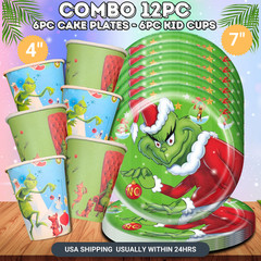 Grinchmas Xmas tableware party supplies decoration balloon centerpiece gift