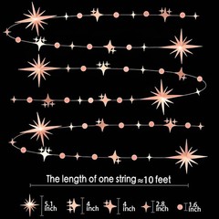 Glitter Rose Gold Star Circle Dot Garland 30 Feet Twinkle Rose Gold Star Circle