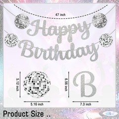 Disco Birthday Party Decorations – Silver Disco Ball Banner, Honeycomb Center…
