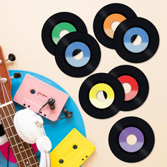 Vinyl Record Cutouts 4.5″ | Disco Party Decorations, 80S 70S 60S Rock and Roll P