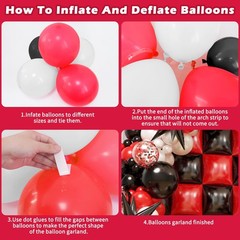 Black and Red Checkered Square Foil Balloons Backdrop Wall, Double Sided Tunn…