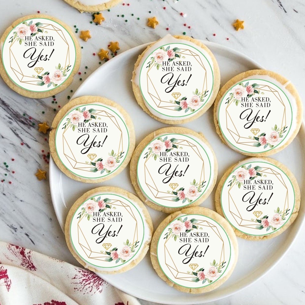Engagement Edibles Images 12 Circles For Cookies Or Cupcakes, UNCUT She Said Yes