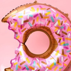Pink Bite Donut Shape Foil Balloon for Sweet Celebrations Mylar Balloon Decor
