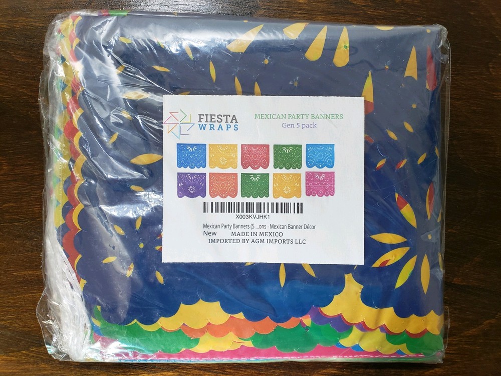 Fiesta Wraps Multicolor Plastic Geometric Mexican Party Banners 5 Pack