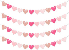 Hot-Pink Rose-Gold Party-Decorations Heart Garland – 40FT Girls Birthday Hanging