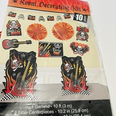 Rock & Roll Birthday Decorations, Banner Kit- Heavy metal Skull & Crossbones
