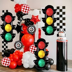 6Pcs Race Car Balloons Birthday Party Decorations – 32 Inch Traffic Light Bal…