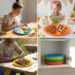 AOYITE Plastic Dinner Plates Reusable BPA Free 10 inch, Assorted Colors