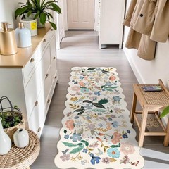 Hallway 2×5 Washable Runner Rug: Stain 2′ x 5′ (Rectangular), Cream/Floral