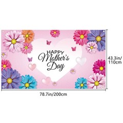 Happy Mothers Day Backdrop Banner 78 x 43 Inch Large Size Mothers Day Banner Bac