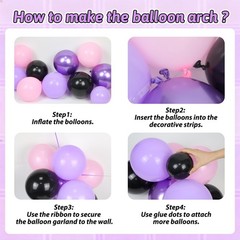130pcs Pink and Purple Balloon Arch Kit, Pink Metallic Pastel Purple Black Ba…