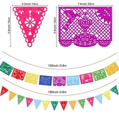 Qpout 4Pack Mexican Party Decorations Banners Blue,Green,Orange,Purple,White