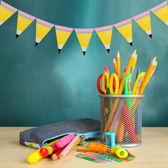 5 Pcs Back to School Decorations Pencil Shaped Paper Pennant Banners Classroom T