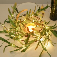 6FT Olive Garland with Lights with Timer Prelit Garland Fairy Lights Christmas