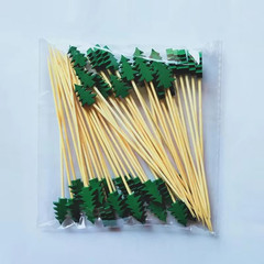 50PCS Christmas Fruit Picks Bamboo Cocktail Sticks Party Decorations