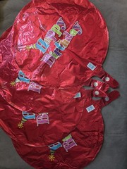 Four (4) HAPPY BIRTHDAY Mylar Balloons, Red 17-18IN Round Foil Helium Balloons