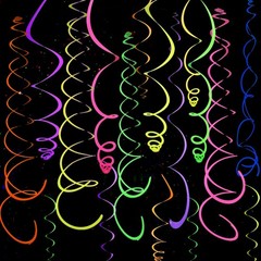 UV Party Decoions, Colorful Hanging Garlands, Black Light Theme, Multicolor