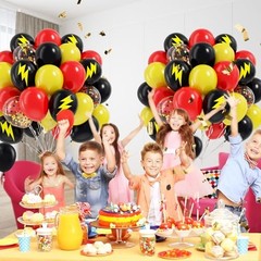 60pcs Black and Yellow Balloons 12inch with Black Print Red Red Yellow Black
