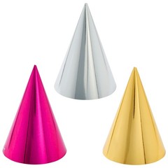 50 Pack Metallic Party Hats Cone Set Blue Green Gold Silver Pink Kids Adults