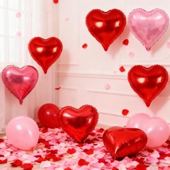 12 Pcs Red and Pink Heart Balloons – 18 Inch, Heart Foil Balloons Love Balloo…