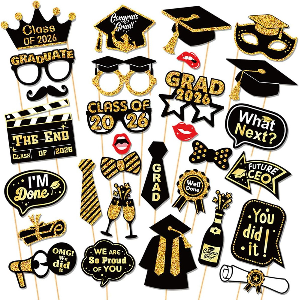 30 Pcs Graduation Photo Booth Props 2026,Grad Party Supplies for College,…
