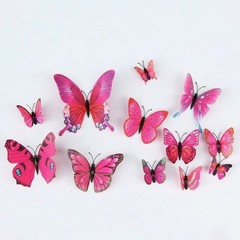 3D Butterfly Wall Art PVC Decor Set 5 Pieces Blue Green Yellow Purple Red 5x8cm