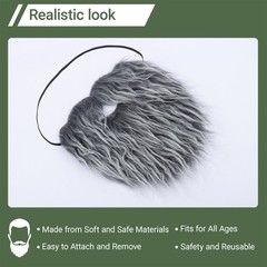 Grey Full Fake Mustache for Men Classic Fake Beard Costume Facial Hair for Co…