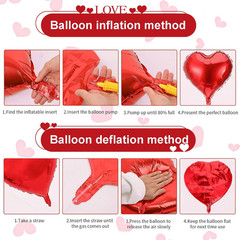 Valentines Day Decorations with Red Heart Balloons and Love Balloon, Fake Rose P