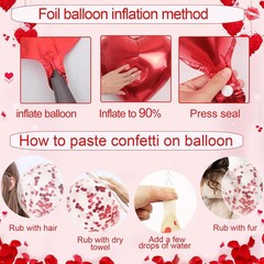 Red Valentines Day Decorations W/ Red Heart Balloons & Love Balloon Fake Rose