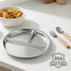 BEWBBAT 4 Pack 304 Stainless Steel Divided Plate, 8 Inch 3 8 Inch, Silver