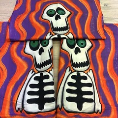 3 X HALLOWEEN SKELETON COLOURFUL BRIGHT SOFT CUSHION COVERS 17in X 17in DEC