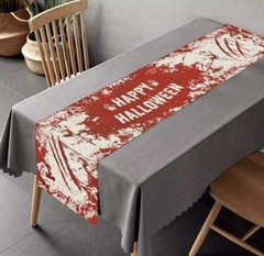 Halloween Table Runner Black & Orange Red Linen – 14 x 71 Inches – Non-Slip – UK