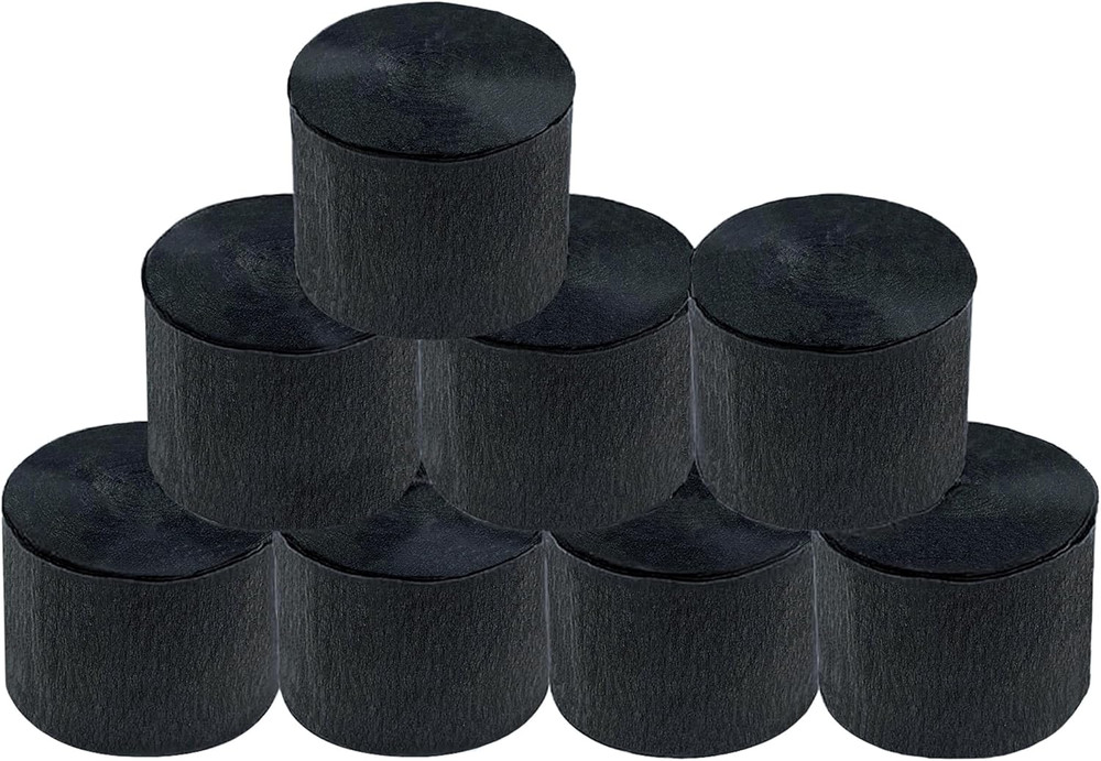 8 Rolls Black Crepe Paper Streamers, Wedding Birthday Baby Shower Halloween Part