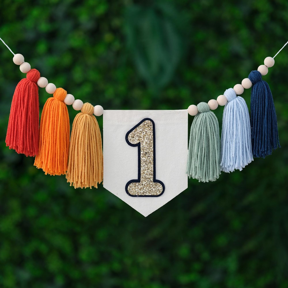 Handmade Rainbow First High Chair Banner Colorful Party Decoration for Boys F…