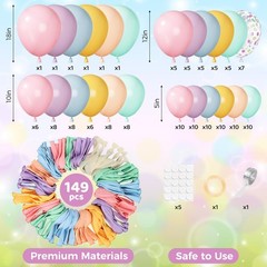 149Pcs Pastel Rainbow Pink Purple Yellow Orange Balloon Garland Kit Different…