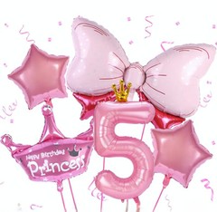 7PCS Set Princess Peach 5th Birthday Decoration Backdrop Big Foil B…