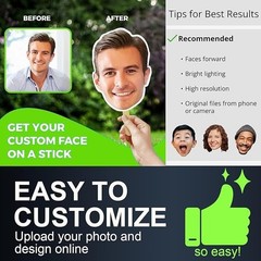 Custom Face Stickers | Handheld Faces, 6″–36″ | Party Fun & Graduation Décor