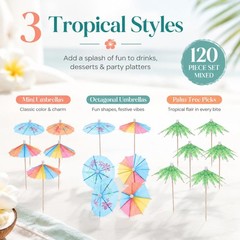 120 Pcs Cocktail Drink Umbrellas: Tropical Party Supplies for Bartenders – Cu…