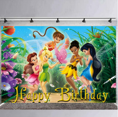 Tinker Bell Fairy Princess Backdrop Birthday Party Supplies Photo Background