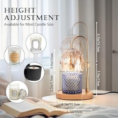 Candle Warmer Lamp with Timer – Height Adjustable Dimmable Table Champagne