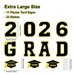 2026 Graduation Decorations Yard Sign 11Pcs Congrats Grad Yard Banner Outdoor